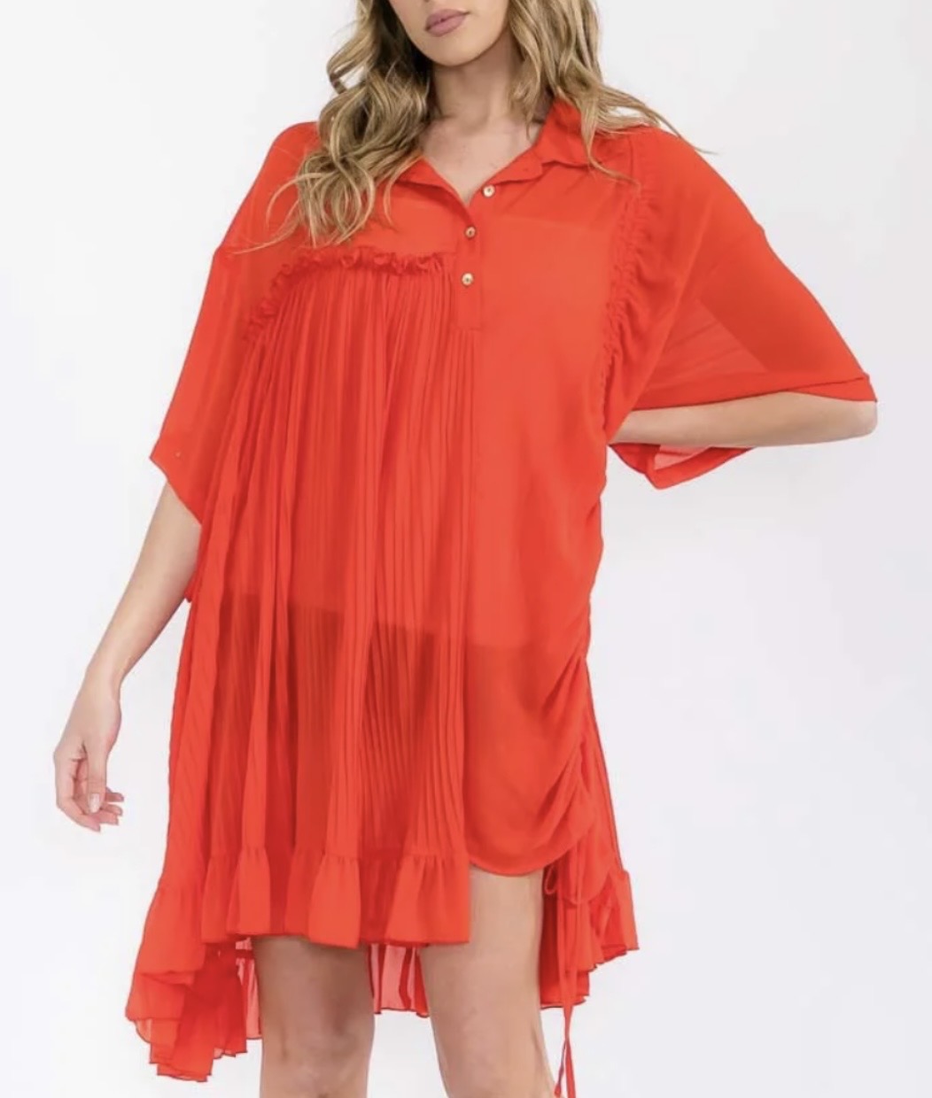 WHITE (not red) Pleated Tunic one size