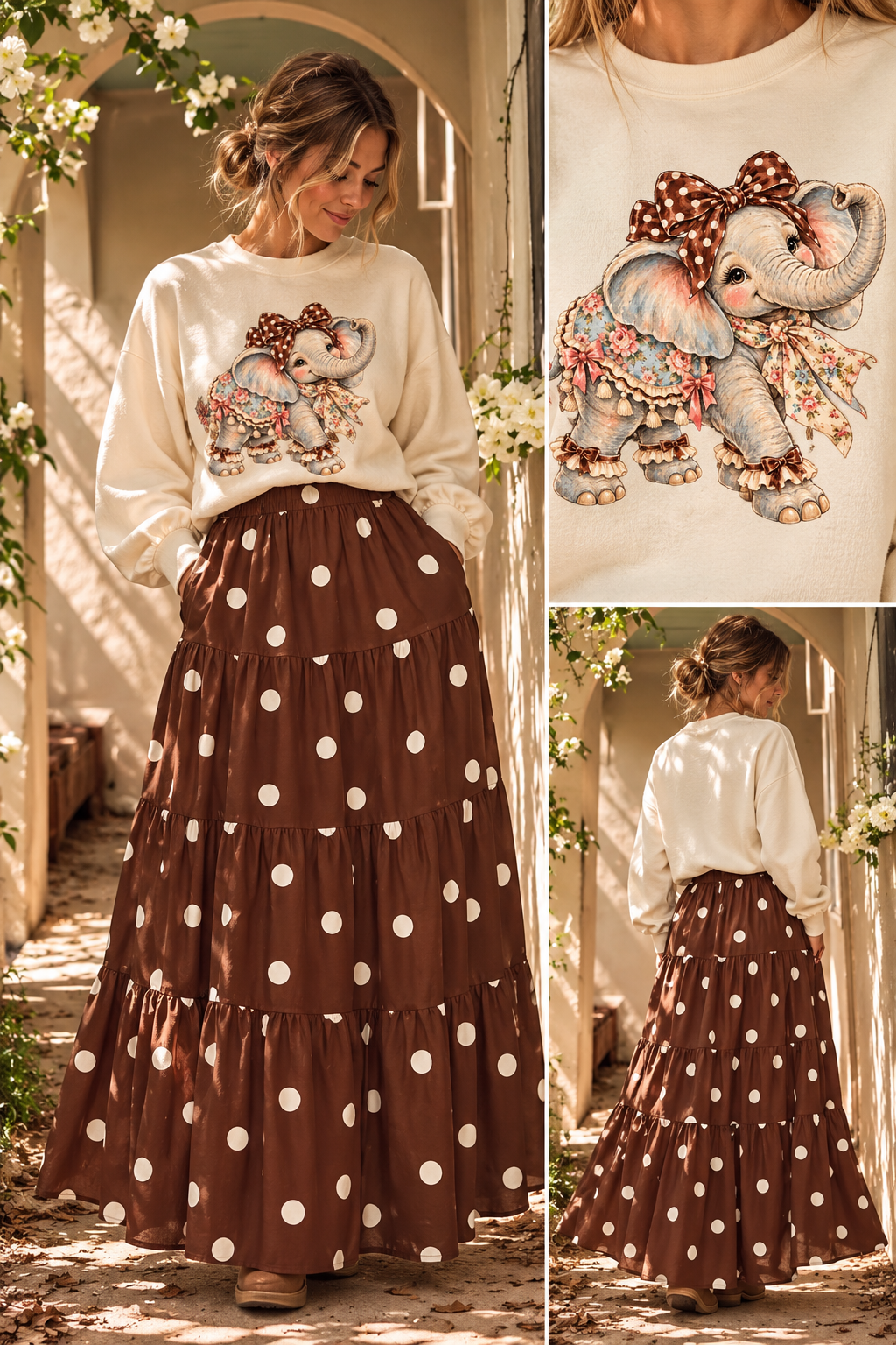 Oddi brown polka dot skirt