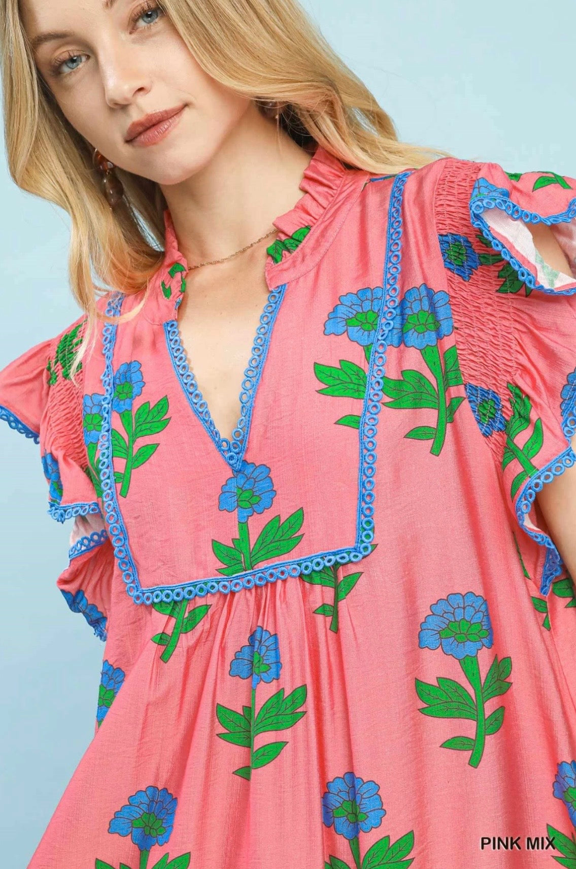 Pink blue floral umgee dress
