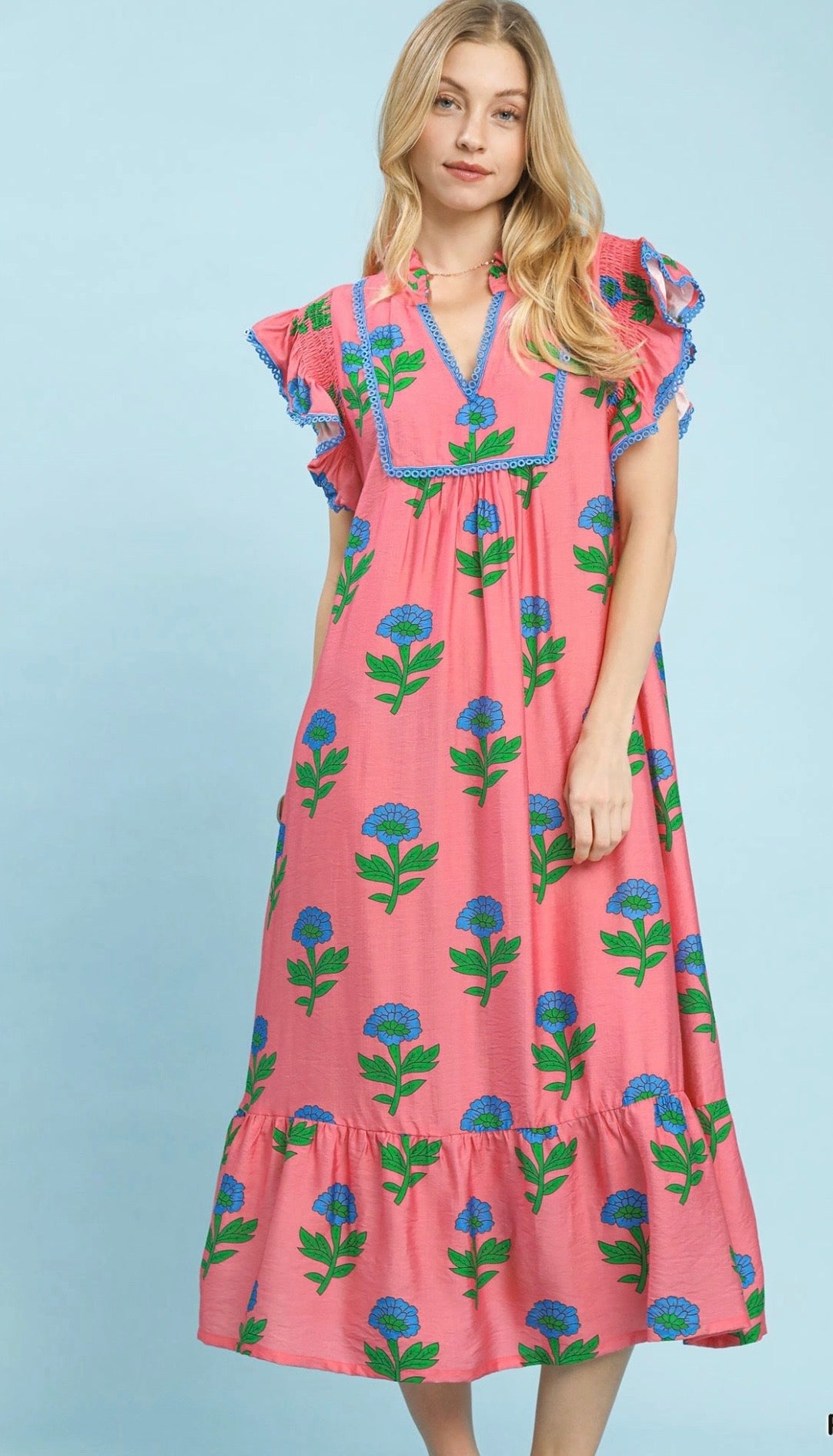 Pink blue floral umgee dress