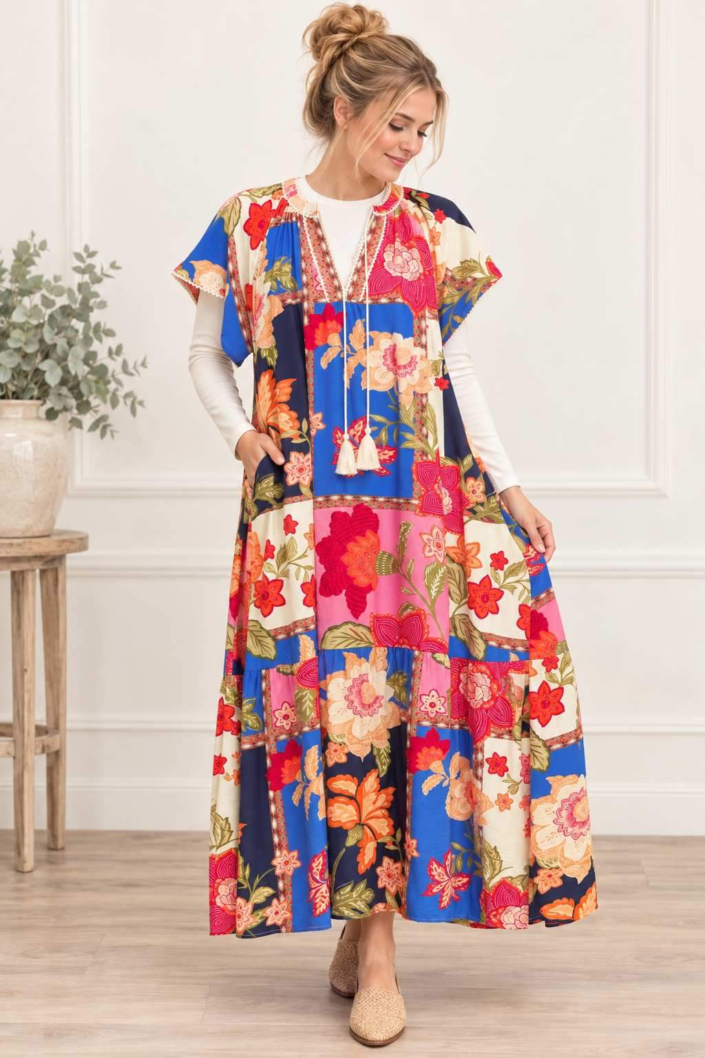 Color block floral umgee dress