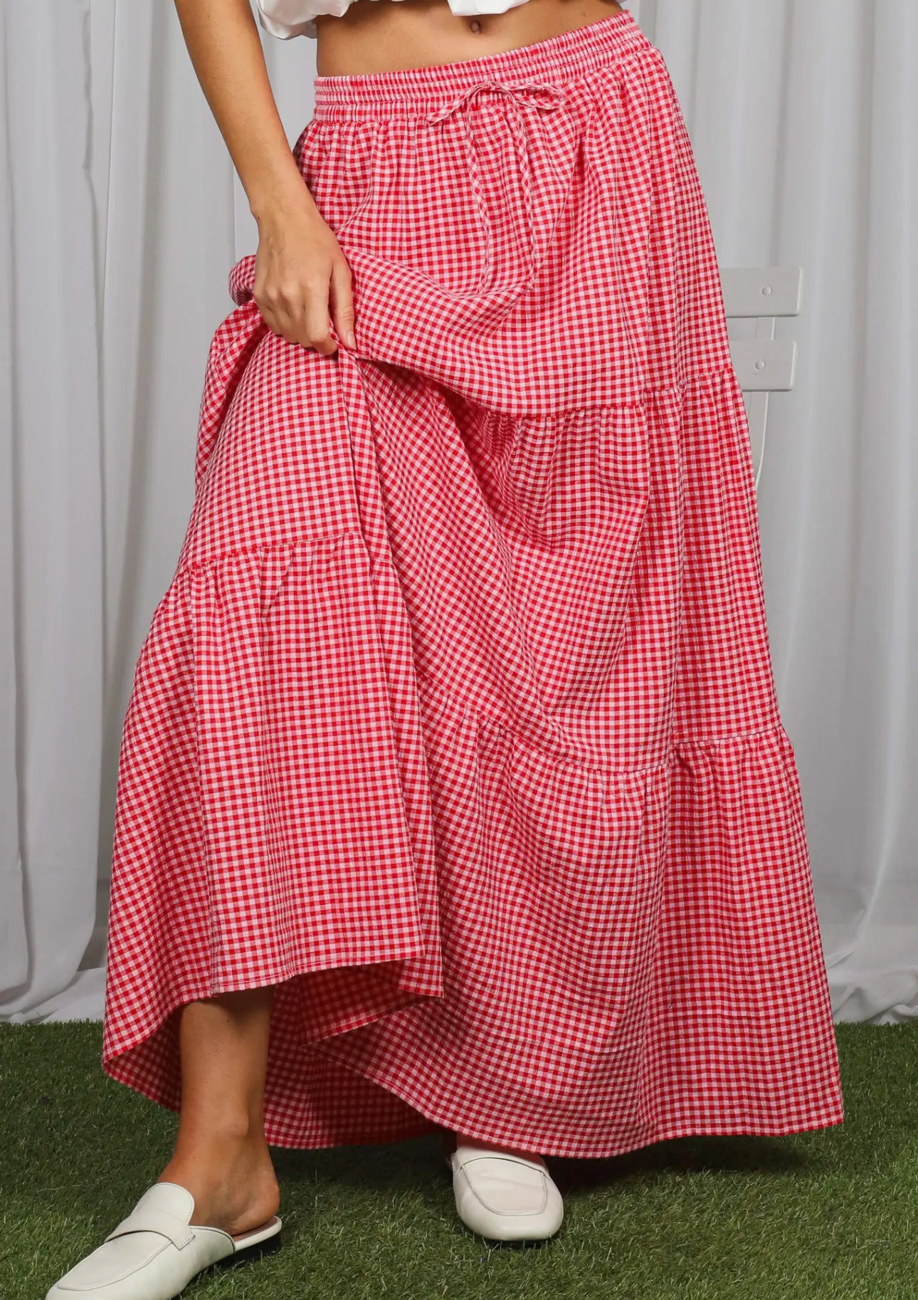 Red gingham skirt
