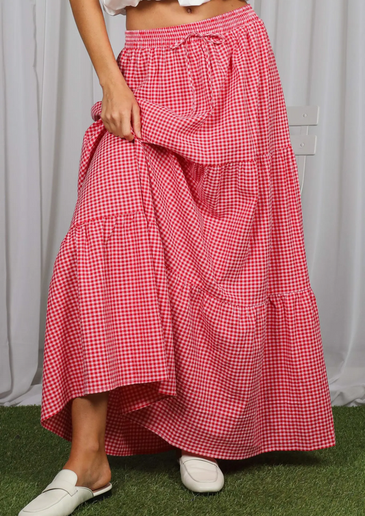 Red gingham skirt