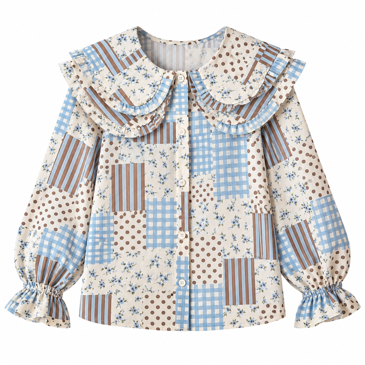 Powder blue patch Peter Pan top
