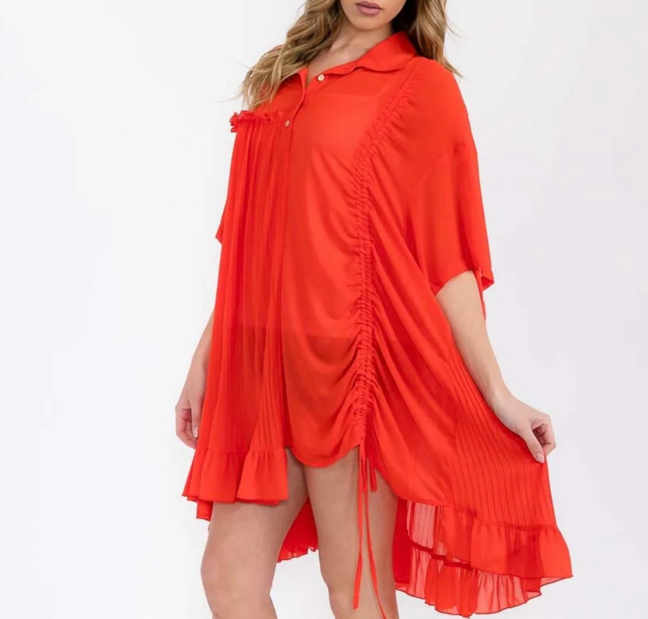 WHITE (not red) Pleated Tunic one size