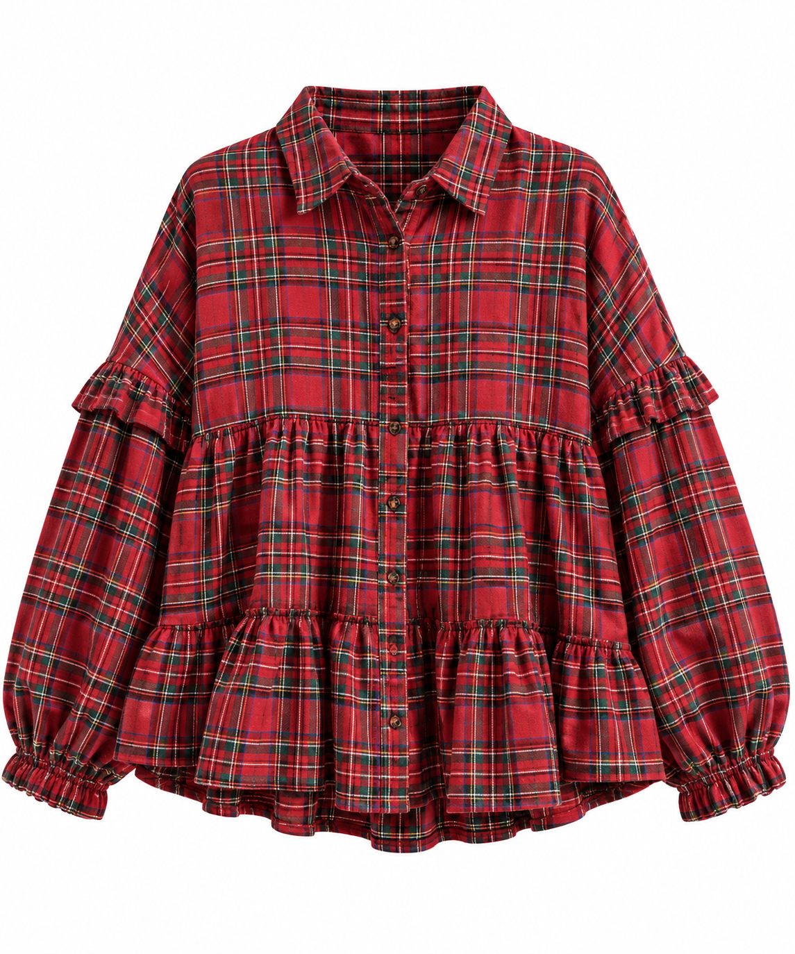 Red plaid boho top